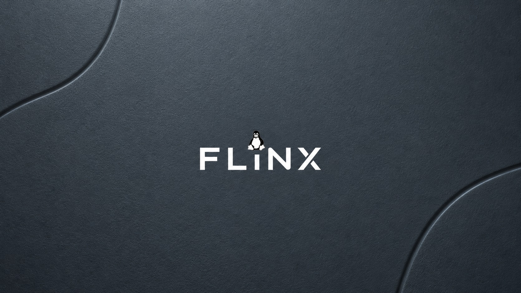 Flinx brand artwork with a white wordmark and Linux penguin on a charcoal surface.